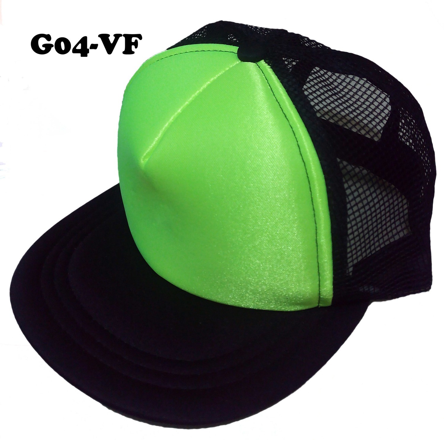 Gorra de malla con visera plana y frente verde neón