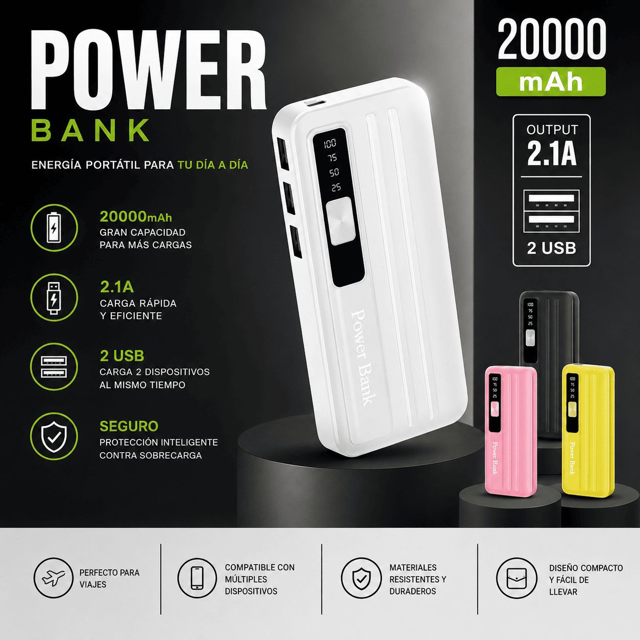 Power bank (se vende solo por caja con colores variados)