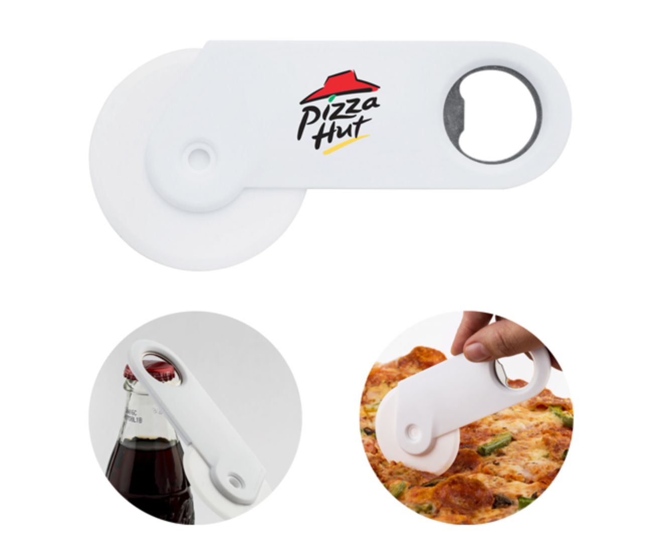 Cortador de plástico para pizza con destapador RAFAELLO