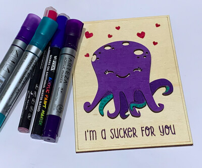 DIGITAL LASER FILE - Cut file Valentines, cute Octopus, Cute SVG/DXF
