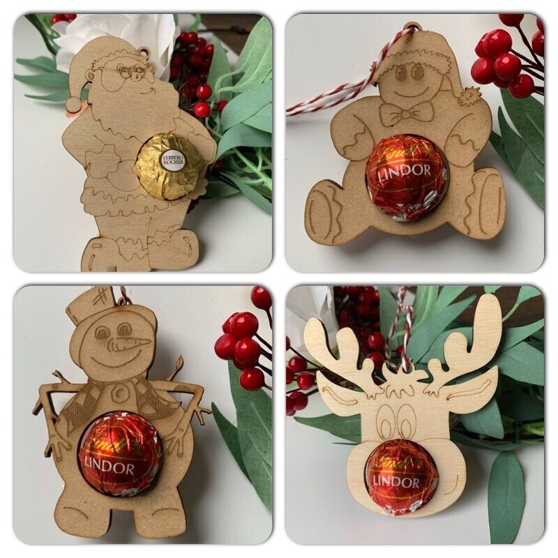 DIGITAL LASER FILE - 4x Lindt/Ferrero roche holders -SVG, DXF