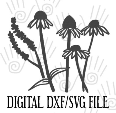 DIGITAL LASER FILE - Hand drawn Flowers, Daisys, Wild flowers SVG, DXF
