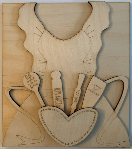 DIGITAL LASER FILE - 3D Apron and utensils plaque SVG, DXF