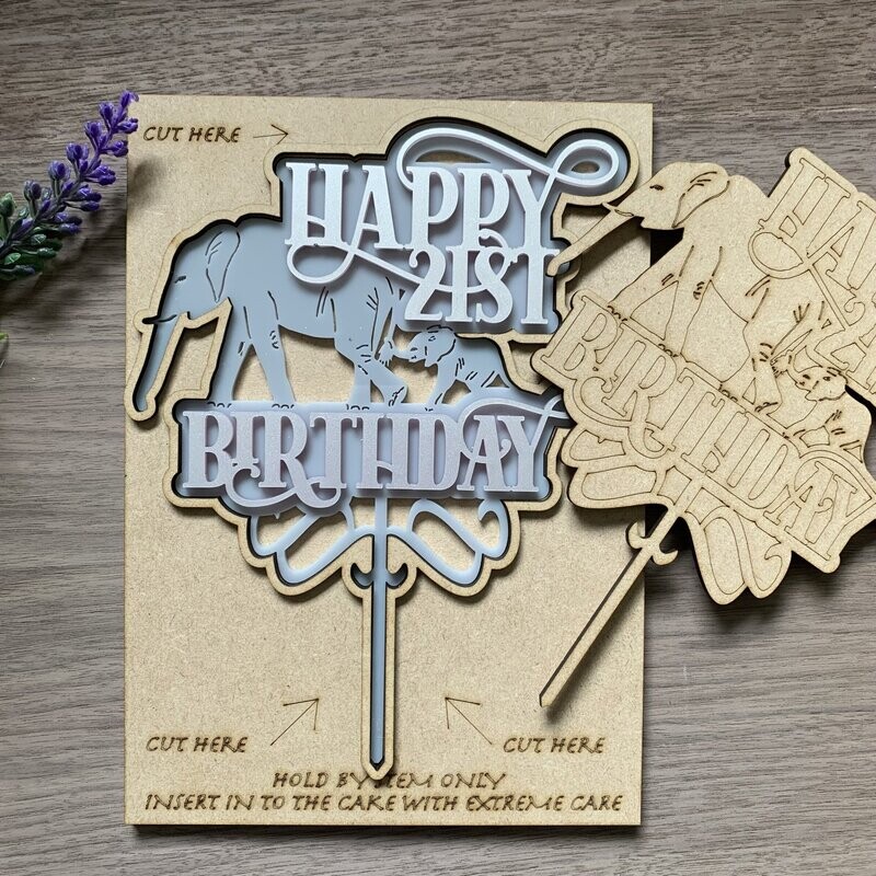 DIGITAL LASER FILE - 9 + Elephant cake toppers almost all Ages SVG/DXF
