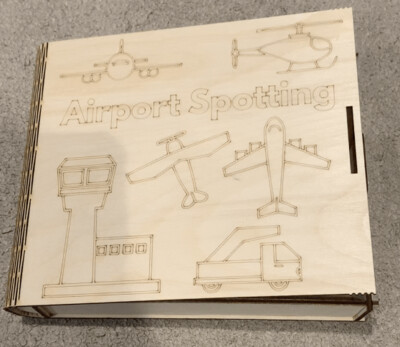 Airport box set - complete with pens, 3d & 2d Airplane, Fighter jet, bus, coloured paper and Book