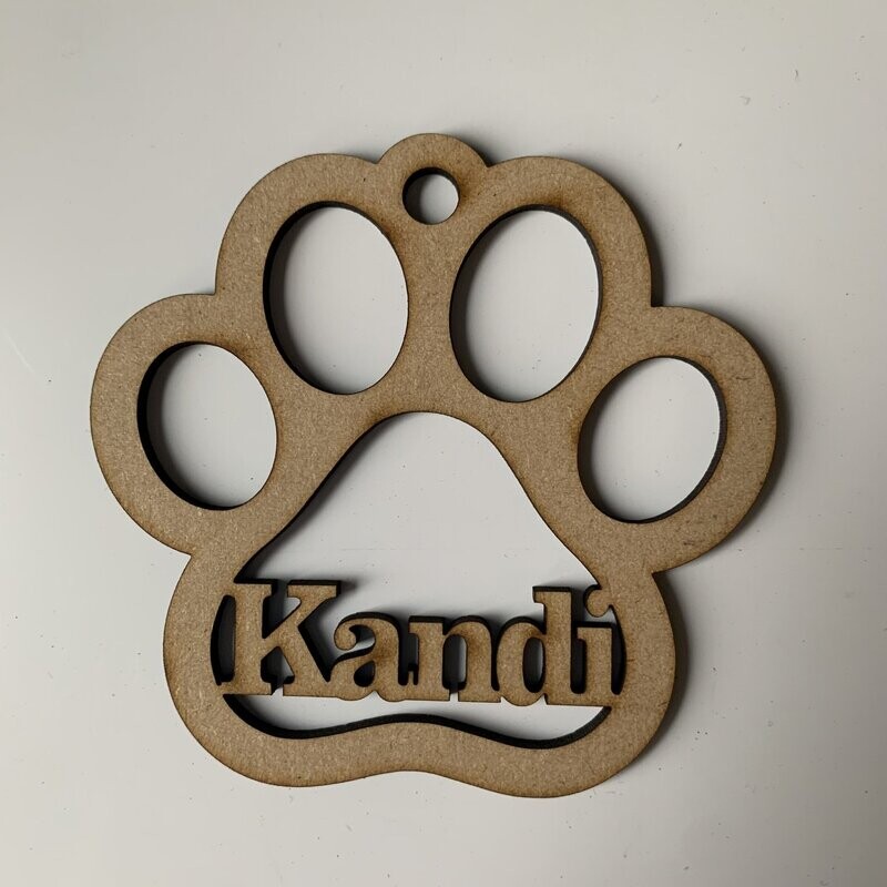 Personalised Dog paw blank  MDF - Approx 7cm