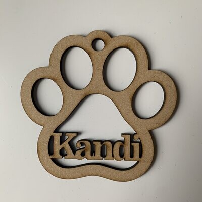 Personalised Dog paw blank MDF - Approx 7cm