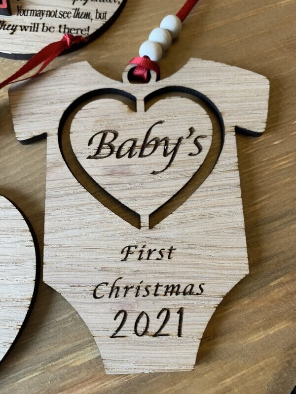 Baby First  Christmas Oak ornament
