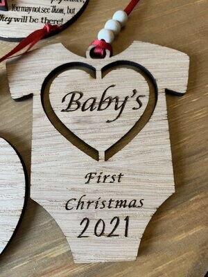 Baby First Christmas Oak ornament