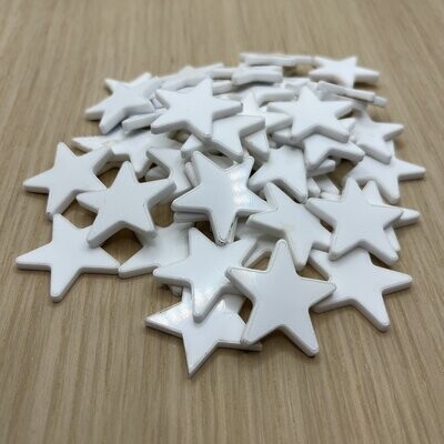3cm Stars White Acrylic - bag of 50