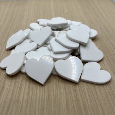 3cm Hearts White Acrylic - bag of 50