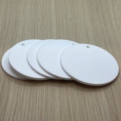 10cm Disc White Acrylic with holes - Pack of 5