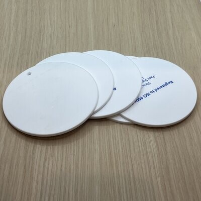 8cm Disc White Acrylic with holes - Pack of 5