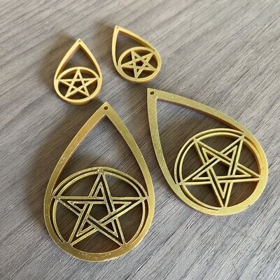 DIGITAL LASER FILE - Pentagram Earrings , unique earrings, dangling, scollopSVG, DXF