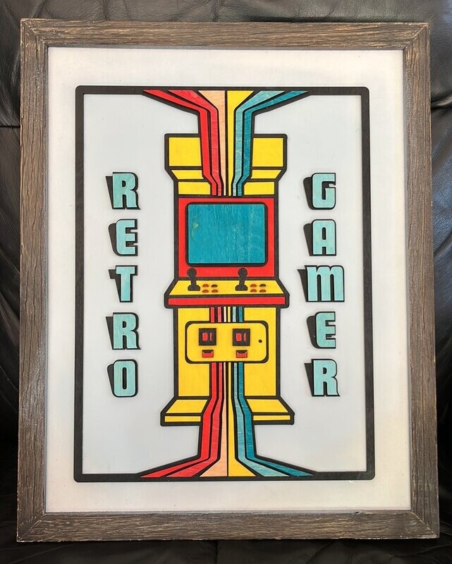 DIGITAL LASER FILE - 3D Retro Gamer plaque - SVG/DXF