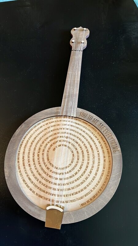 DIGITAL LASER FILE - Banjo Design with spiral template for song lyrics - SVG/DXF files