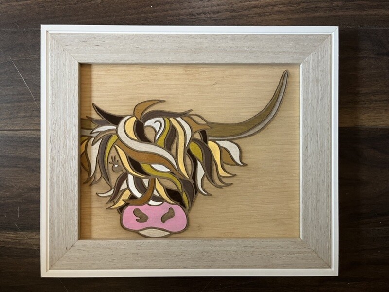 Highland Cow  Oak - 30cm x 20cm - assorted colours