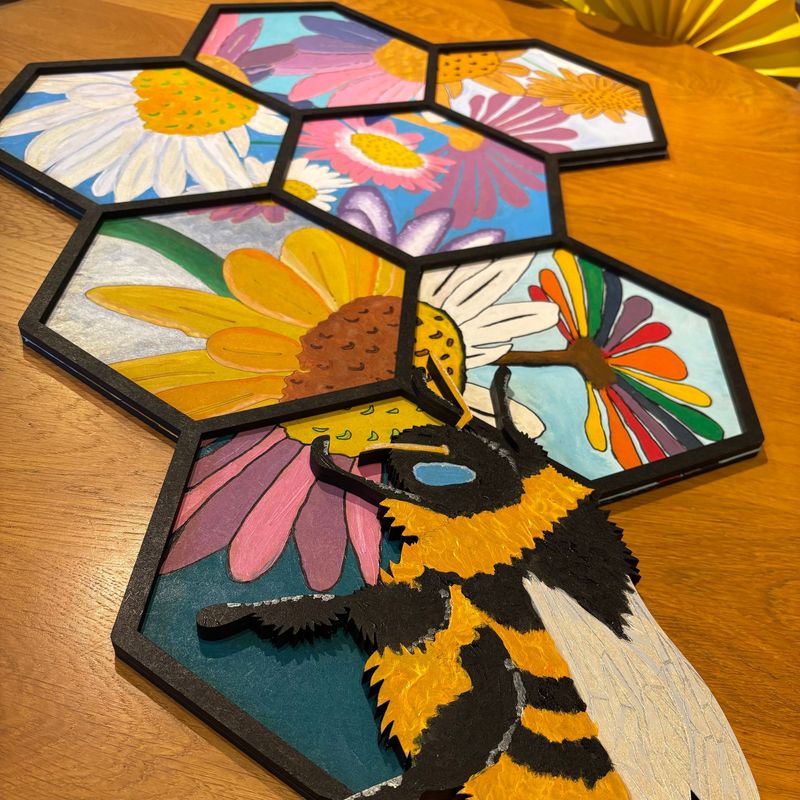 DIGITAL LASER FILE - Honeycomb Bee Tiles  - SVG, DXF