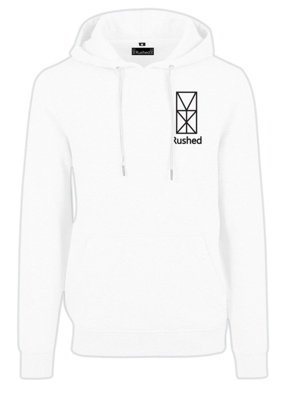 White Rushed Hoodie with logo on the back