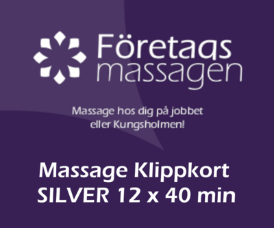 Massage Klippkort Friskvård SILVER 12x40min massager 500kr/massage (12st 40 min massage )