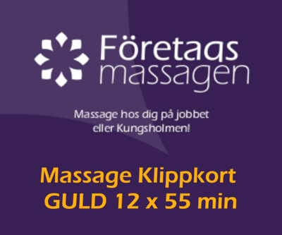 Massage Klippkort Friskvård GULD 12x55min massager 666kr/massage (12st 55 min massage )