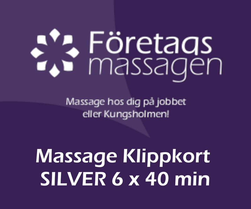 Massage Klippkort Friskvård SILVER 6x40min massager 650kr/massage (6st 40 min massage )