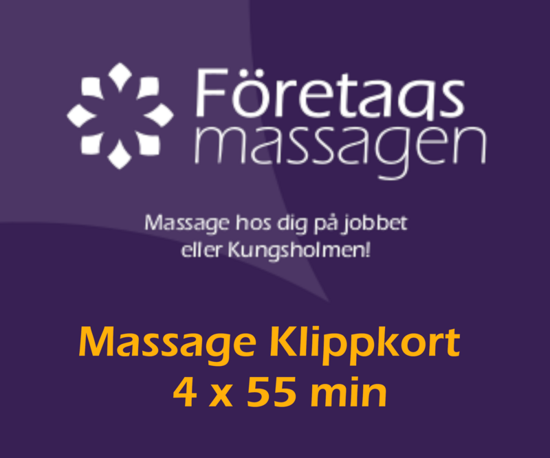 Massage Klippkort Friskvård 4x55min massager 850kr/massage (4st 55 min massage )