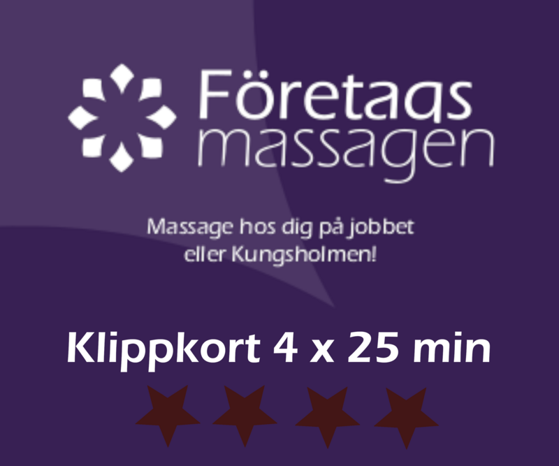 Massage Klippkort Friskvård 4x25min massager 450kr/massage (4st 25 min massage )