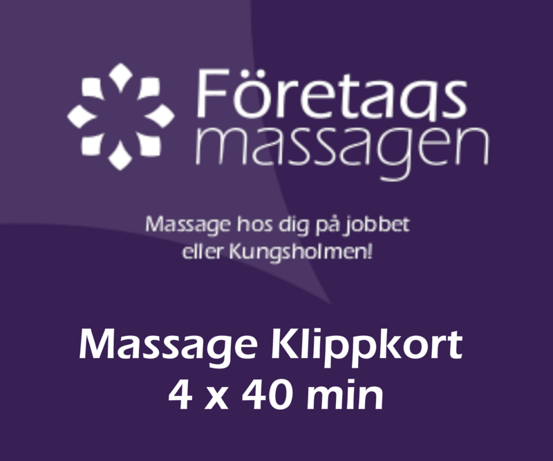 Massage Klippkort Friskvård 4x40min massager 666kr/massage (4st 40 min massage )