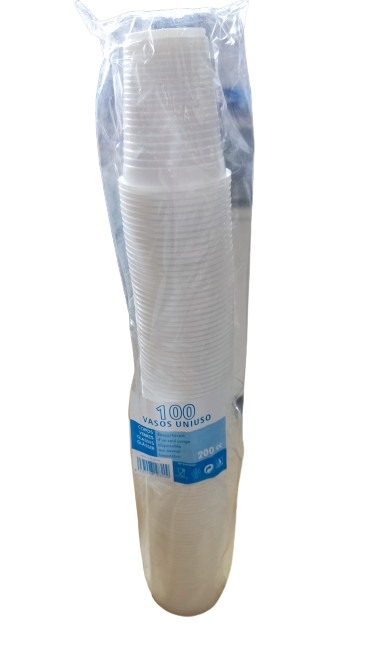 Vaso plástico 200 cc reutilizable MONDIS paquete de 100 vasos