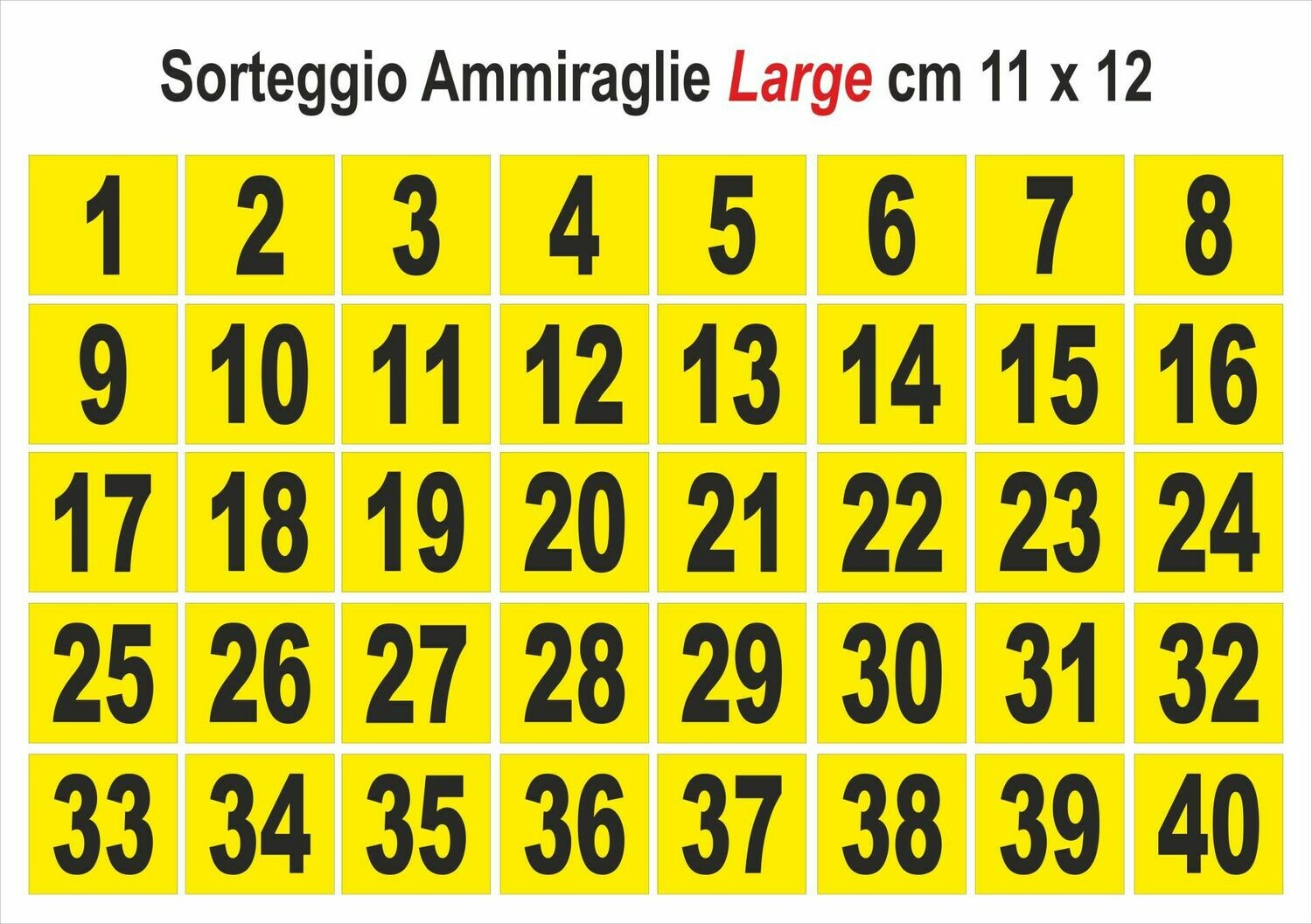 Large - Numeri da 1 a 40 cm 11 x 12