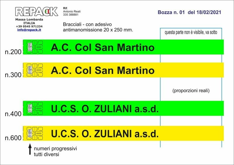 Bracciali tinta unita con chiusura adesiva - personalizzati stampa nero