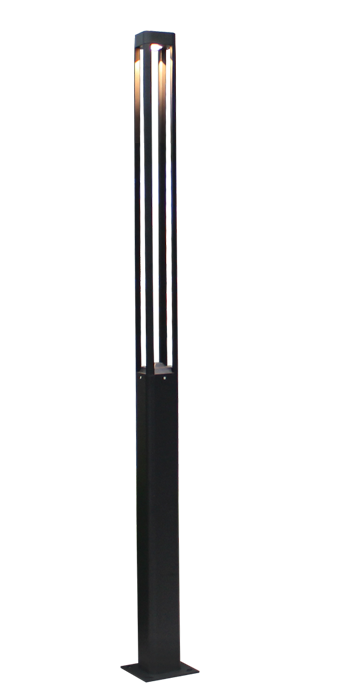 ProLuce® Pollerleuchte ATLAS 150x150x2000mm, 20W1600 lm, 3000K, IP65, ALU/Glas, schwarz