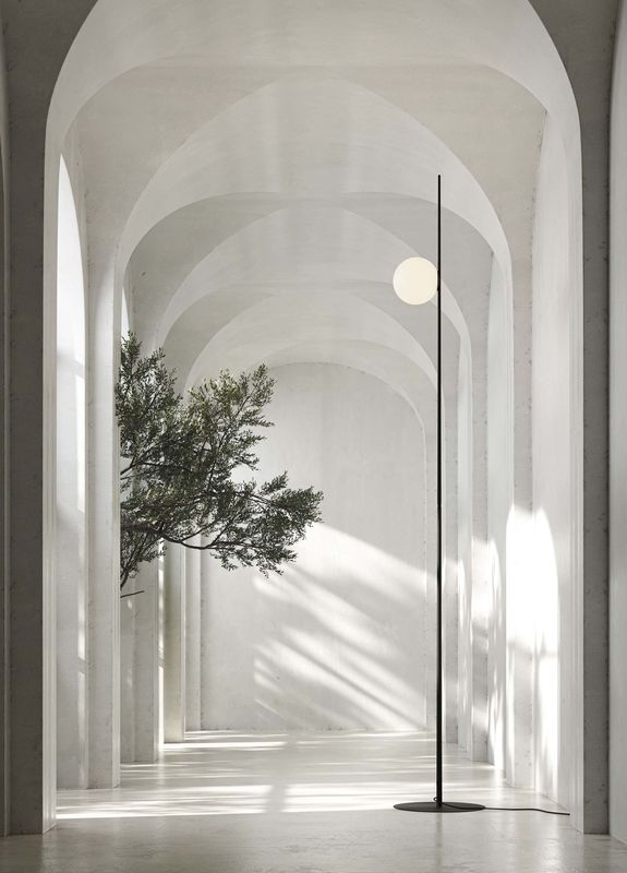 ATMOSPHERE Stehleuchte Ø 40x355cm,  Alu matt schwa, LED E27, max. 18W, IP55, mit Bodenplatte