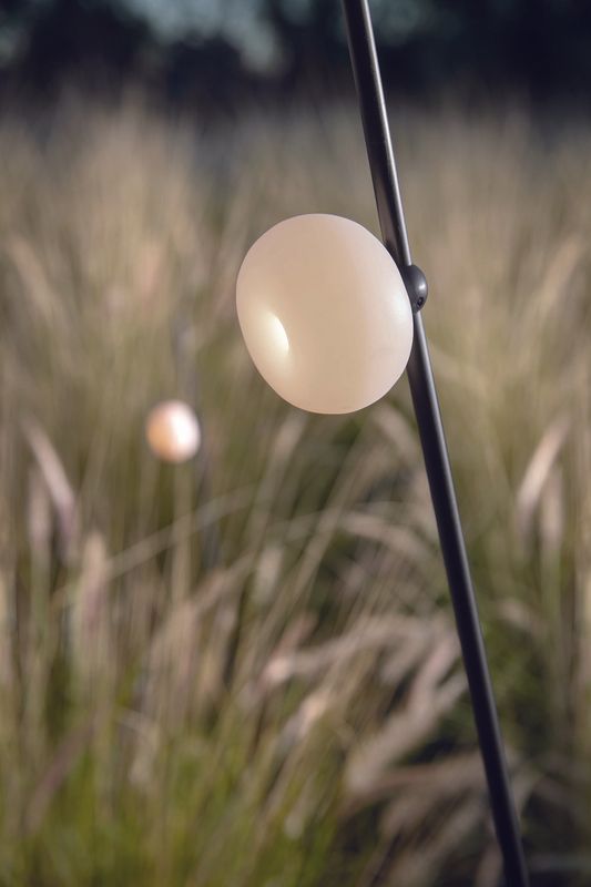 POIS Stehleuchte H118cm,  Alu matt schwarz, Kugel, LED CC 33.2W, 410lm, 3000K, ohne Betr.g., IP65