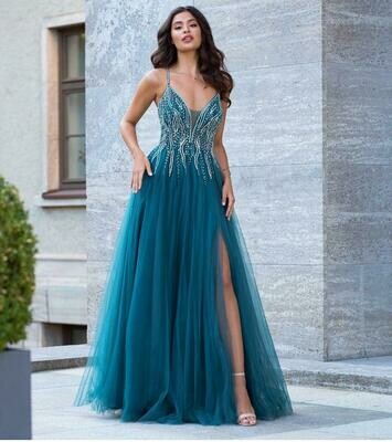Abito elegante in tulle corpino ricamato