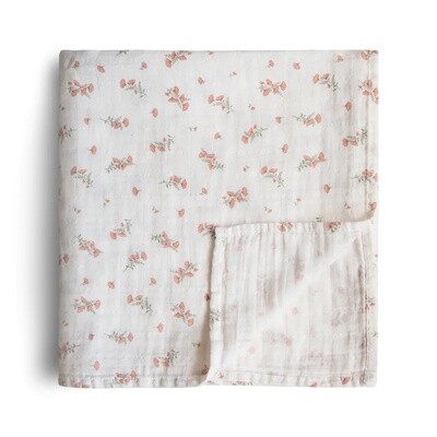 Mushie Swaddle Pink Flowers