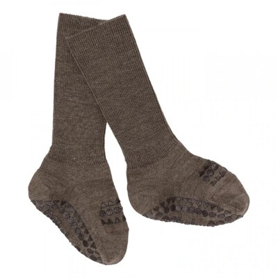 Non-Slip Socks Wool Brown
