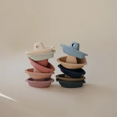 Mushie Bath Boats Pastel