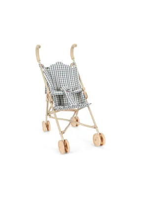 Doll Stroller Blue Check
