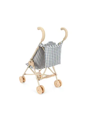 Doll Stroller Blue Check
