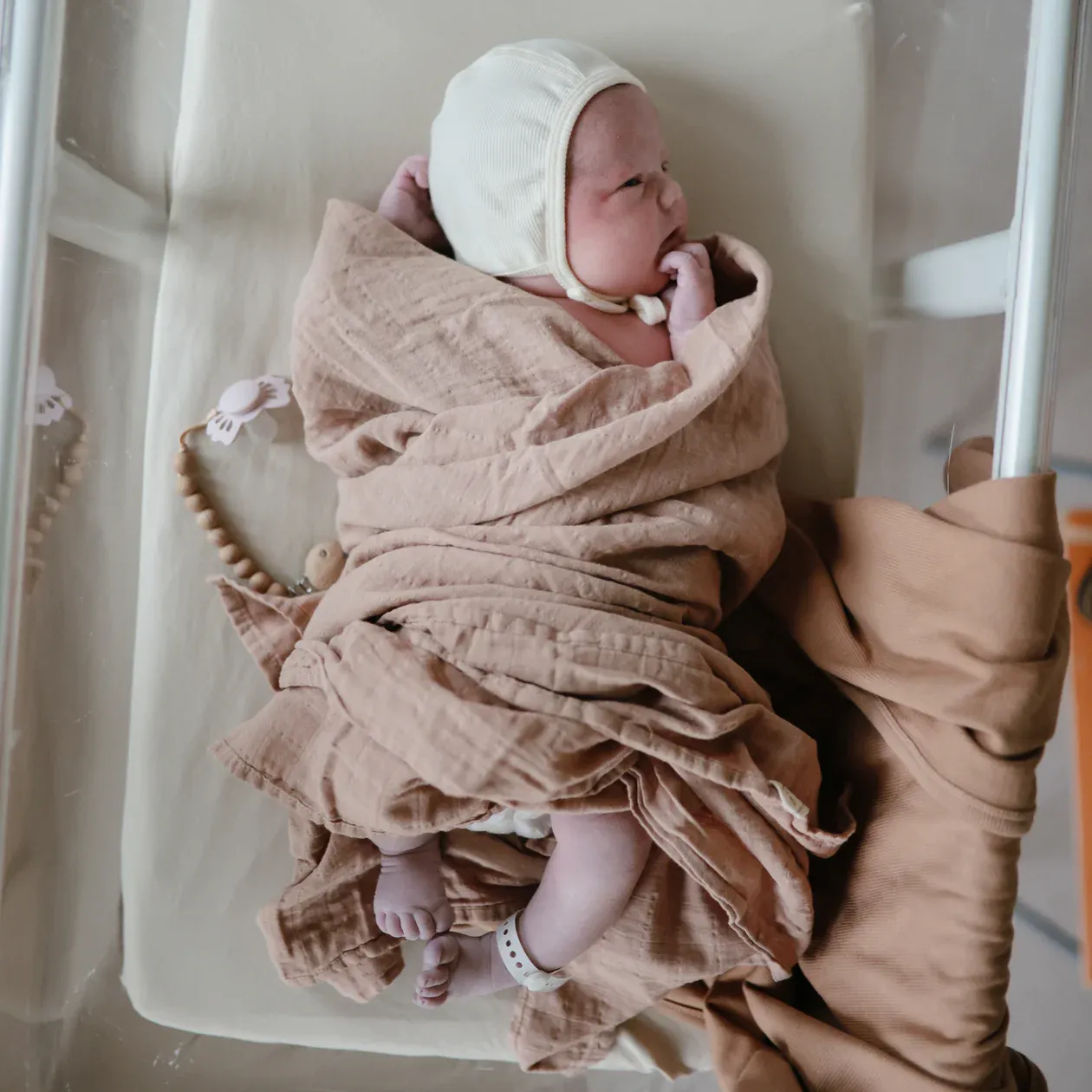 Organic Cotton Muslin Swaddle Blanket Naturel
