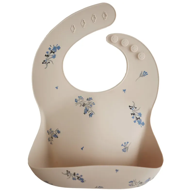 Silicone Baby Bib Lilac Flowers