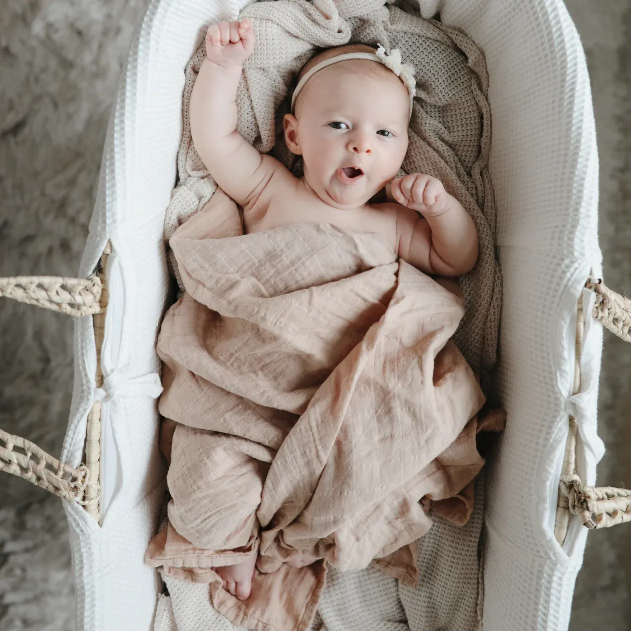 Organic Cotton Muslin Swaddle Blanket Blush