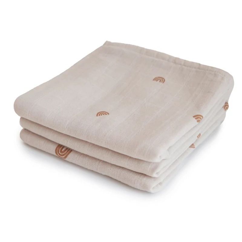 Organic Cotton Muslin Cloths 3-Pack Rainbow