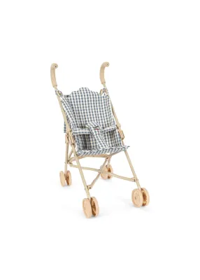 Doll Stroller Blue Check