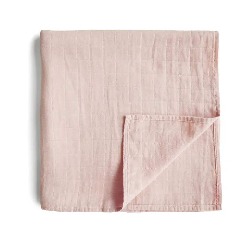 Organic Cotton Muslin Swaddle Blanket Rose