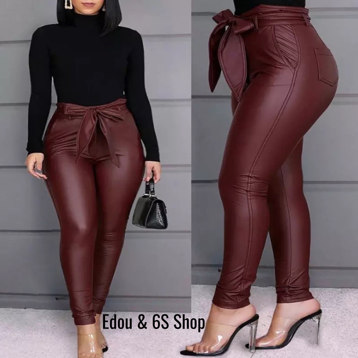 Casual High Waist Leather Pants