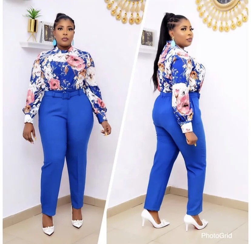 Flower Printed Blue Outfit