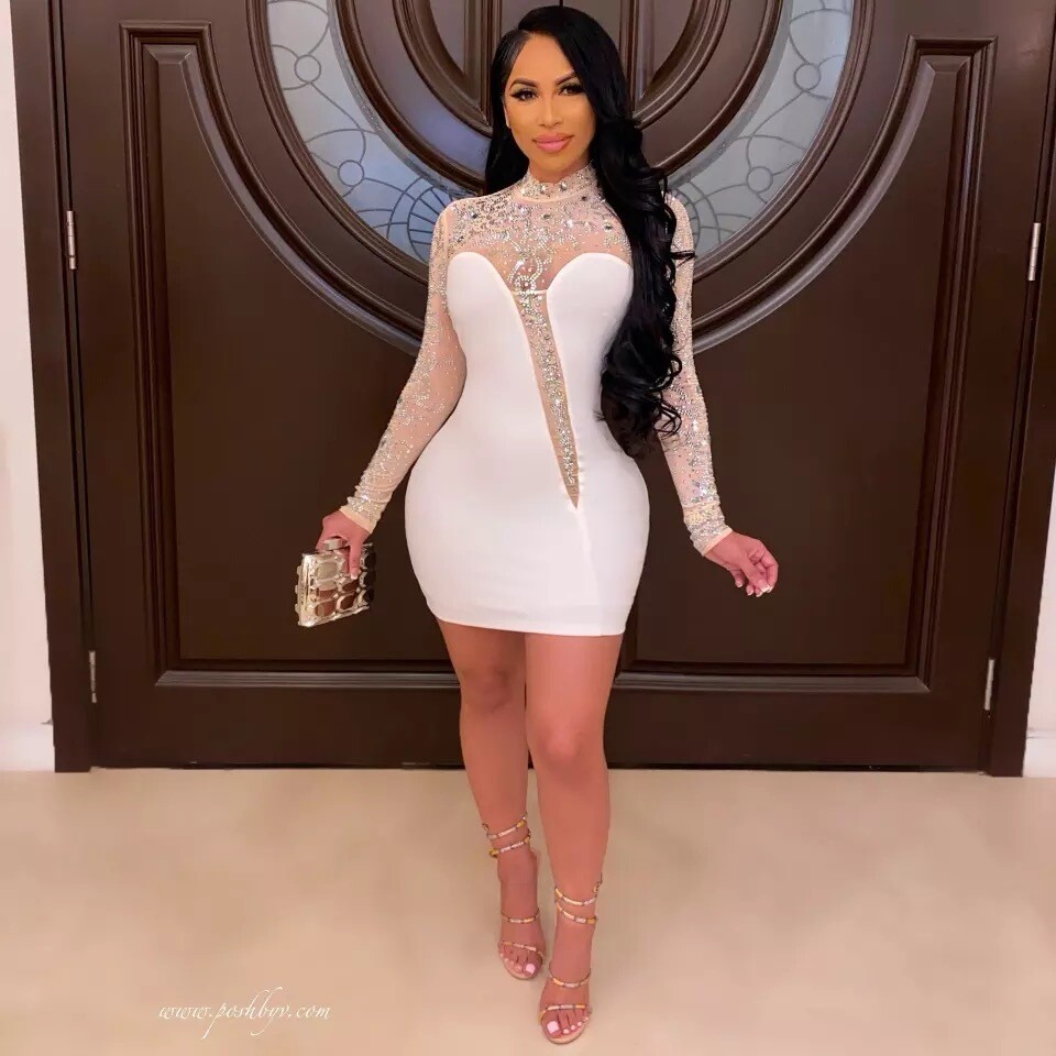 Sexy Rhinestone Mini Dress